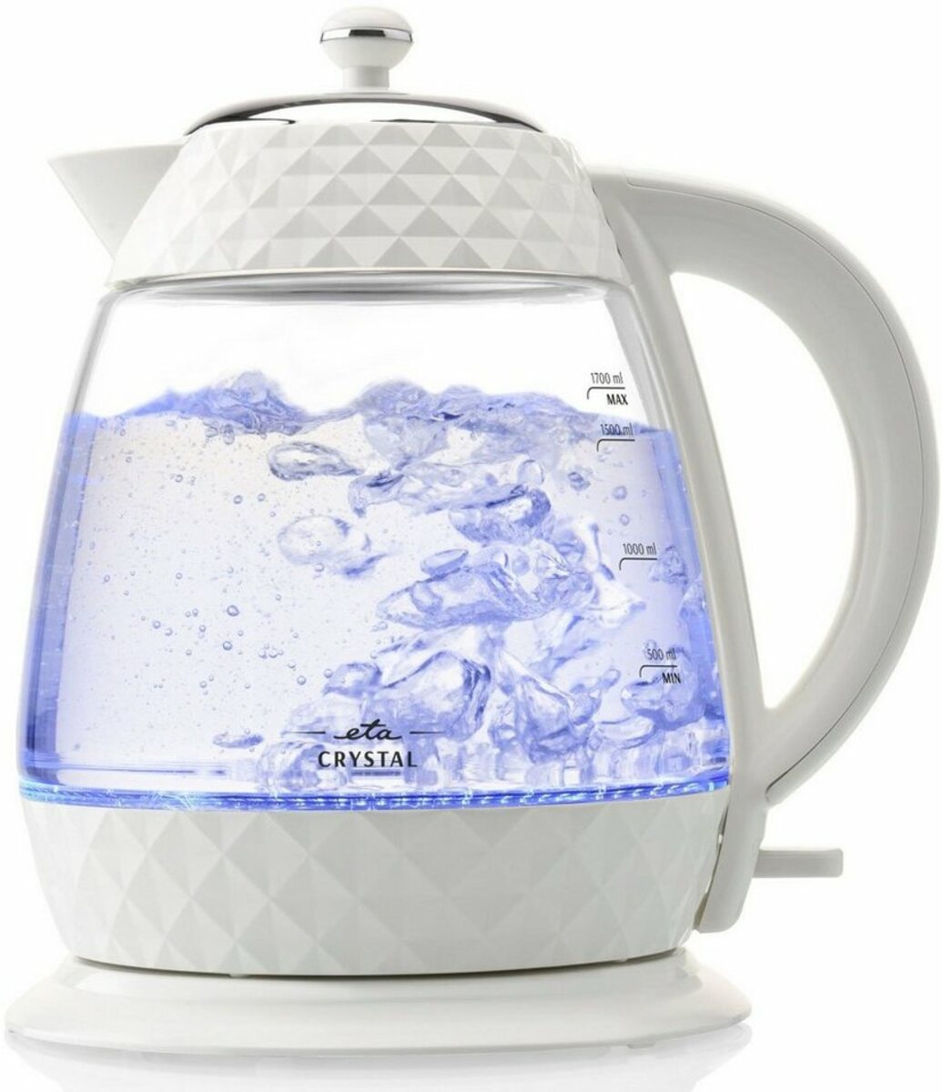 Bild 1 von eta Wasserkocher Crystal ETA315490010, 1,7 l, 2200 W, in einem edlen Weiß, aus Glas und mit Beleuchtung