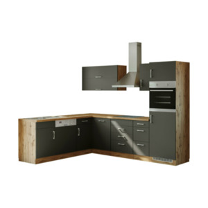 Porto Winkel-Küche 210x270cm Anthrazit/Wotan – Energieeffizienzklasse F