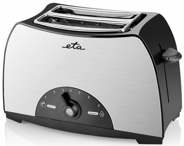 Bild 1 von eta Toaster Lenny ETA216690000, 2 kurze Schlitze, für 2 Scheiben, 800 W, Silber, mit 7 Bräunungsstufen und Brötchenaufsatz