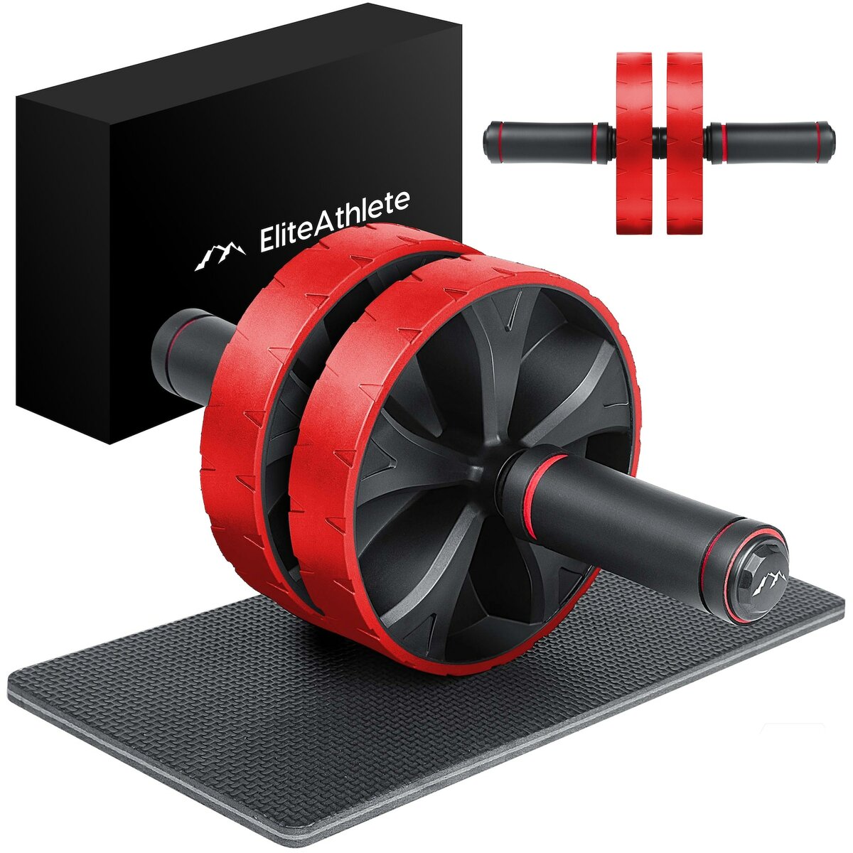 Bild 1 von EliteAthlete® Bauchroller Bauchmuskeltrainer - Bauchtrainer für Zuhause - Bauch Weg Abdominal Trainer - AB Wheel Roller inkl. gepolsterter Kniematte - Rot