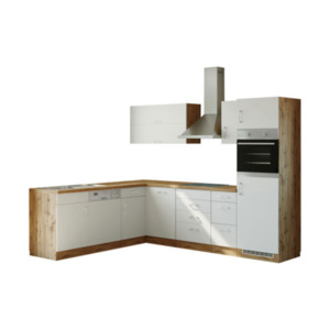 Porto Winkel-Küche 210x270cm Weiß/Wotan – Energieeffizienzklasse F