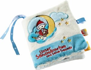 Heunec® Greifspielzeug Stoffbuch Sandmann, mit Bändchen zur Befestigung an Kinderwagen, Babyschale oder Bett