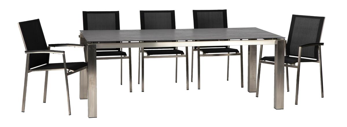 Bild 1 von Gartengarnitur ''Auris'', Grau/Edelstahlfarben, 7-tlg.