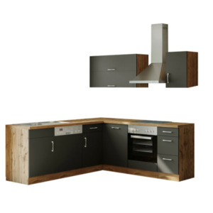 Porto Winkel-Küche 210x210cm, Anthrazit/Wotan – Energieeffizienzklasse E