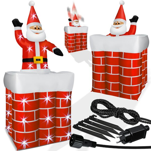 Bild 1 von KESSER® Aufblasbarer Weihnachtsmann 178cm Groß aus-dem-Schornstein kamin  LED Beleuchtet Nikolaus Weihnachten Geschenk Deko inkl. Befestigungsmaterial Weihnachtsdekoration Weihnachtsdeko