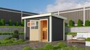 Bild 1 von Karibu Saunahaus "Ondo" 1 SET terragrau mit Ofen 9 kW Bio ext. Strg, Kabel, Dachfolie, Fenster