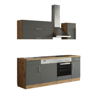 Porto Küchenzeile 210cm, Anthrazit/Wotan – Energieeffizienzklasse E