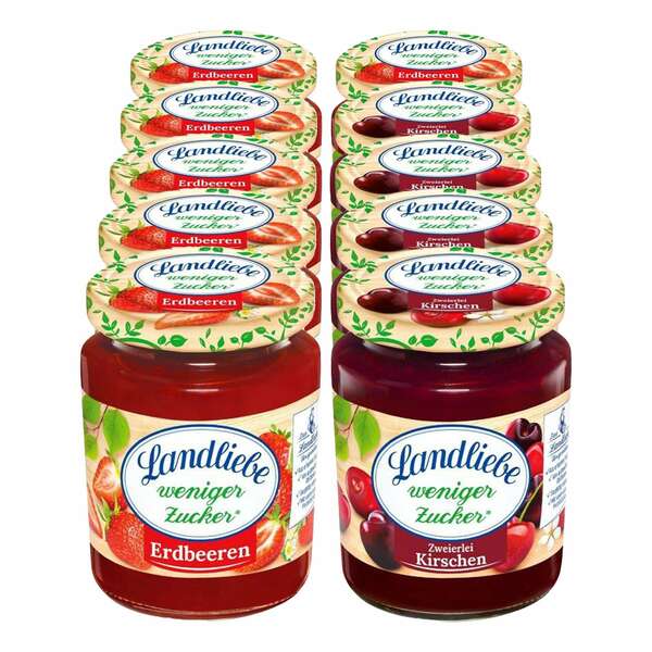 Bild 1 von Landliebe Fruchtaufstrich weniger Zucker 180 g, verschiedene Sorten, 10er Pack