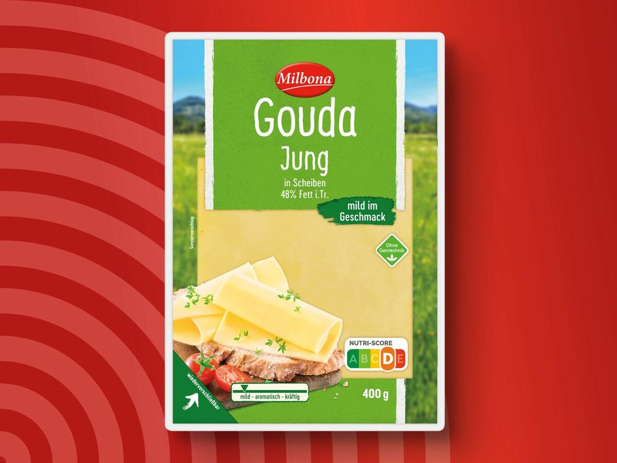 Bild 1 von Milbona Gouda jung, in Scheiben, 
         400 g