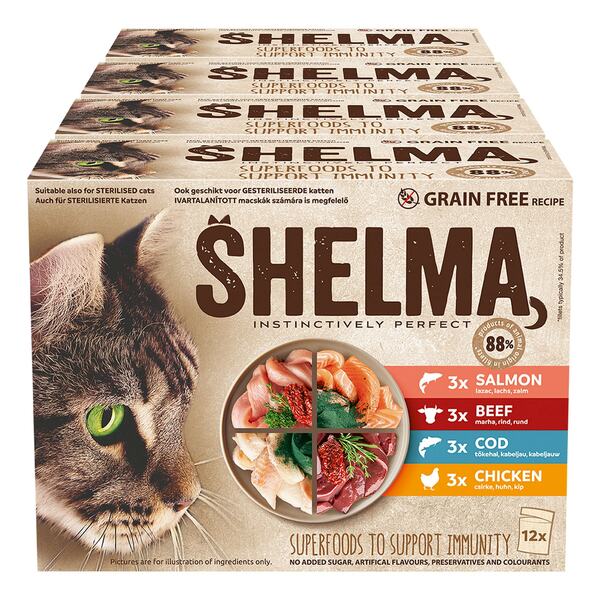 Bild 1 von Shelma Multipack Fleisch+Fisch 12 x 85 g, 4er Pack