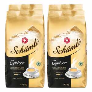 Schweizer Schümli Espresso ganze Kaffeebohnen 1000 g, 4er Pack
