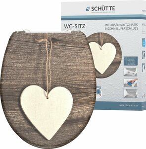 Schütte WC-Sitz Wood Heart, Duroplast, mit Absenkautomatik und Schnellverschluss