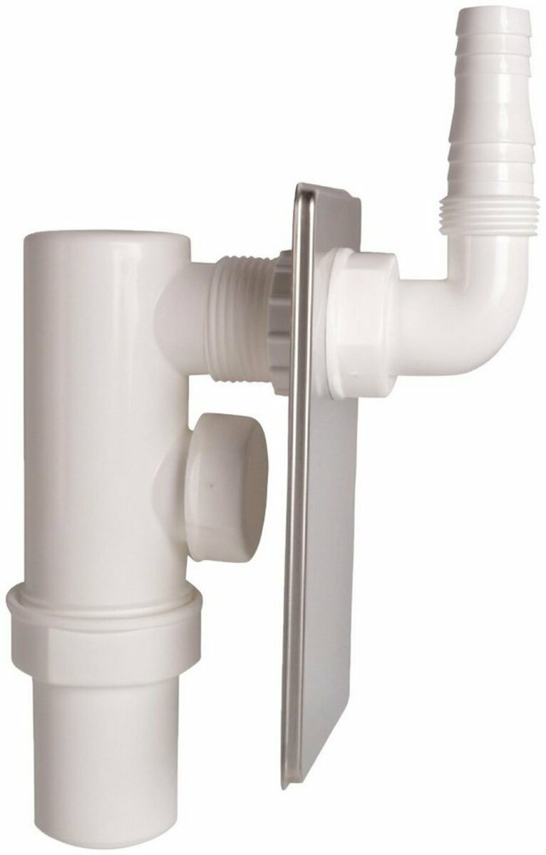Bild 1 von Kirchhoff Siphon Unterputz-Waschgeräte-Siphon, 40 mm, Edelstahlabdeckung, 3/4" Geräteanschluss für Waschmaschinen