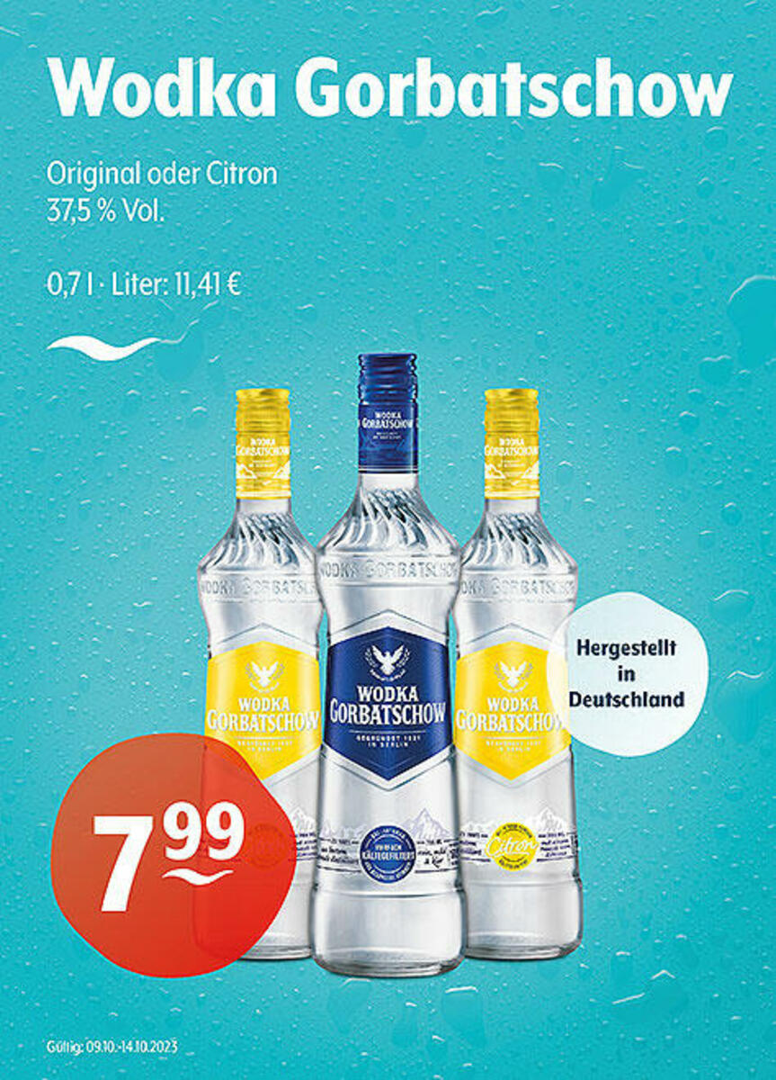 Bild 1 von WODKA GORBATSCHOW Original oder Citron
37,5 % Vol.