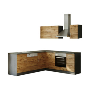 Porto Winkel-Küche 210x210cm, Wotan/Graphit – Energieeffizienzklasse E