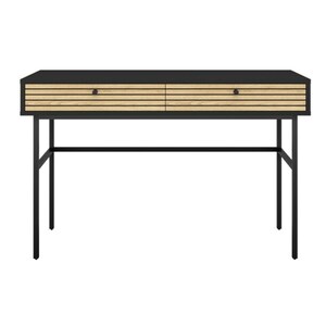 Schreibtisch 120 x 50 cm Schwarz/ Eiche Furnier - Höhe 75 cm - 2 Schubkästen - Vierfußgestell Metall