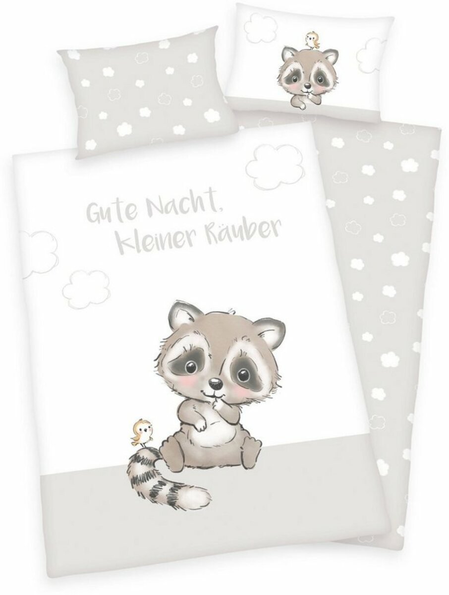 Bild 1 von Babybettwäsche Kleiner Räuber, Baby Best, Renforcé, mit niedlichem Druck und Schriftzug