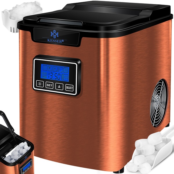 Bild 1 von KESSER® Eiswürfelbereiter   Eiswürfelmaschine Edelstahl   150W  Ice Maker   12 kg 24 h   3 Würfelgrößen   Zubereitung in 6 min   2,2 Liter Wassertank   Timer   LCD-Display   Selbstreinigungsfun