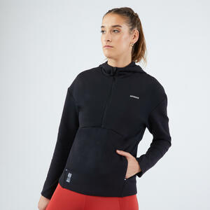 Damen Tennis Sweatshirt Kapuze - Dry 900 schwarz