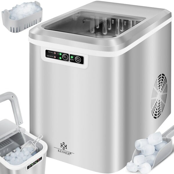 Bild 1 von KESSER® Eiswürfelbereiter   Eiswürfelmaschine Edelstahl   Ice Maker   12 kg 24 h    Zubereitung in 7 min   2,2 Liter Wassertank   2 Eiswürfel-Größen   LED-Display   Selbstreinigungsfunktion   S