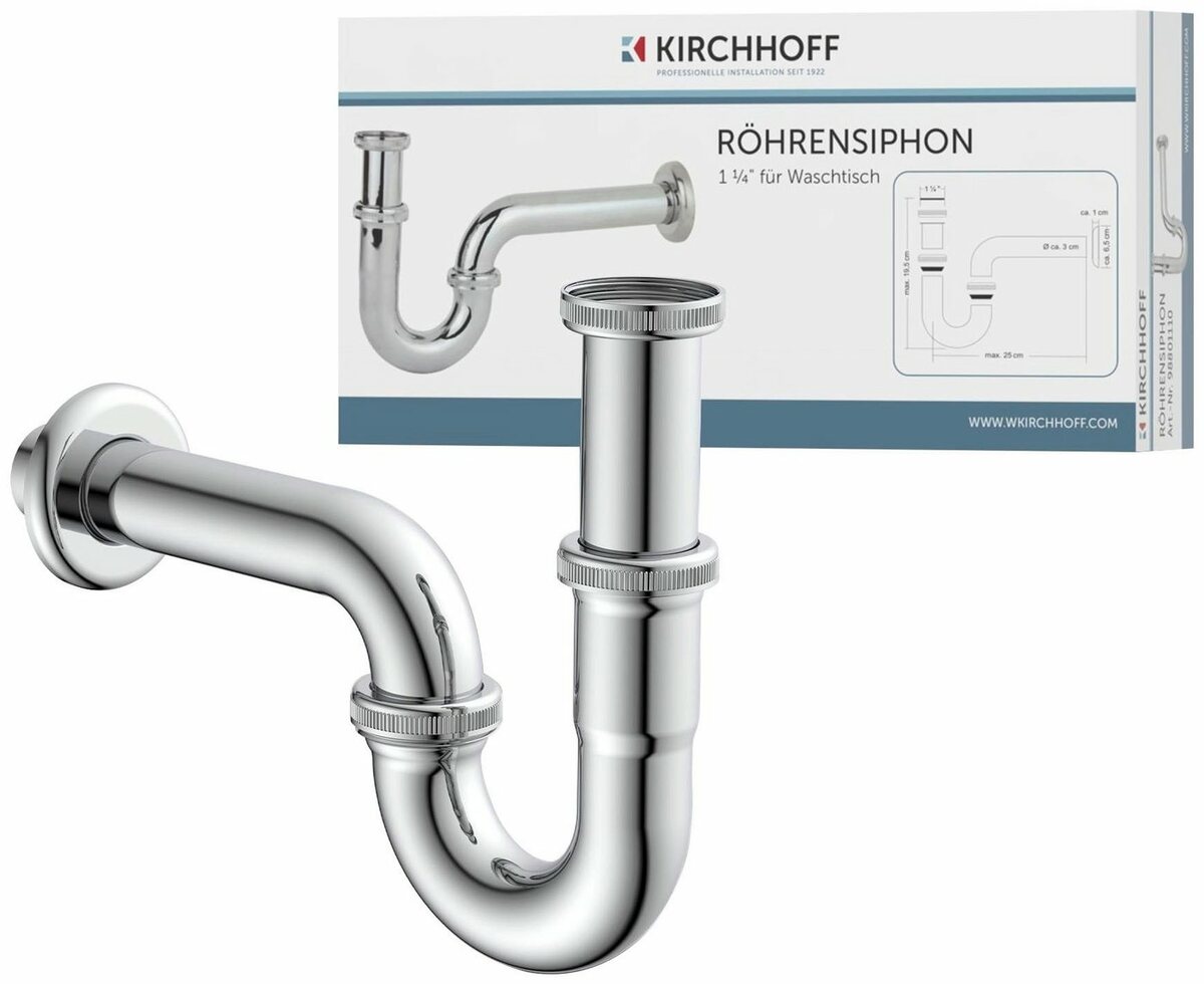 Bild 1 von Kirchhoff Siphon, Röhrensiphon, Chrom, 1 1/4" x 32 mm