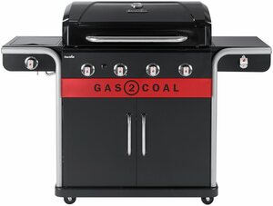 Char-Broil Kombigrill Hybrid Gas2Coal 2.0 440, 4-Brenner mit Seitenbrenner und Ablage