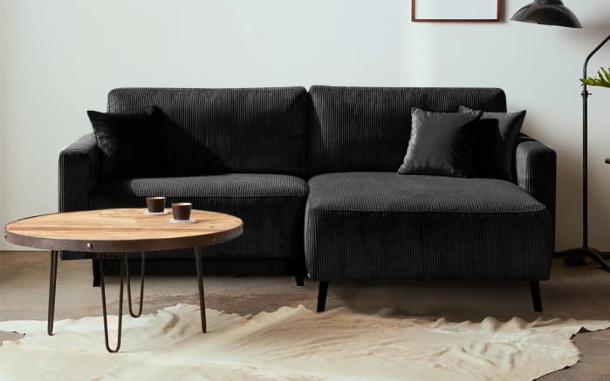 Bild 1 von Restyl - Querschläfer Hagen mit Ottomane, Cord in anthrazit, Liegefläche ca. 140 x 200 cm