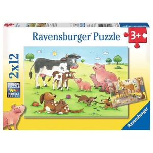 Puzzleset - Gl&uuml;ckliche Tierfamilien - 2 x 12 Teile