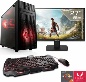 CSL Levitas T8185 PC-Komplettsystem (27", AMD Ryzen 3 3200G, Radeon Vega 8, 16 GB RAM, 1000 GB HDD, 512 GB SSD)