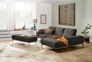W.SCHILLIG Ecksofa run, mit Holzsockel, Füße in Bronze pulverbeschichtet, Breite 299 cm