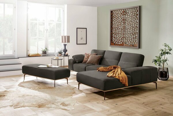 Bild 1 von W.SCHILLIG Ecksofa run, mit Holzsockel, Füße in Bronze pulverbeschichtet, Breite 299 cm