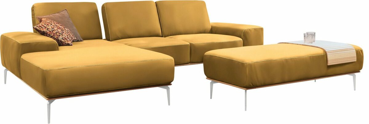 Bild 1 von W.SCHILLIG Ecksofa run, mit elegantem Holzsockel, Füße in Chrom glänzend, Breite 279 cm