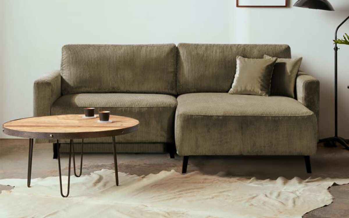 Bild 1 von Restyl - Querschläfer Hagen mit Ottomane, Cord in taupe, Liegefläche ca. 140 x 200 cm