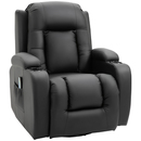 Bild 1 von HOMCOM Massagesessel Fernsehsessel Relaxsessel mit Wärmefunktion TV Sessel mit Liegefunktion, Ruhesessel mit Fernbedienung, Becherhalter, Schwarz 85 x 94 x 104 cm