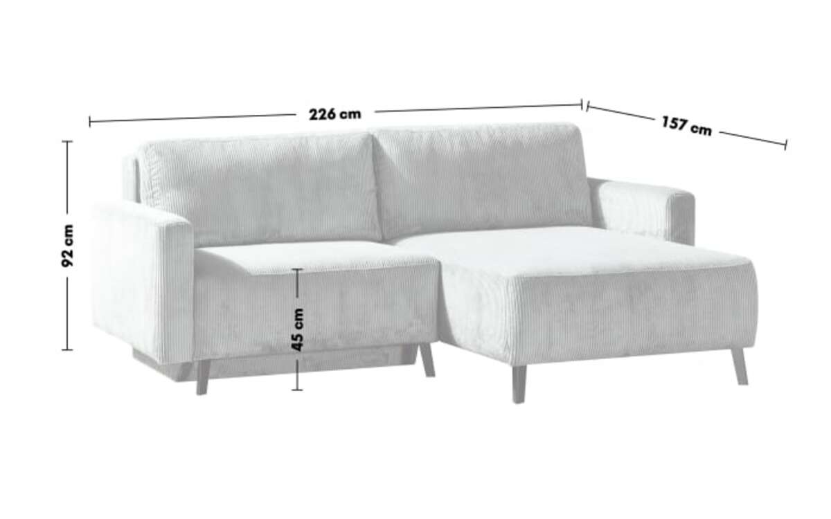 Bild 4 von Restyl - Querschläfer Hagen mit Ottomane, Cord in taupe, Liegefläche ca. 140 x 200 cm