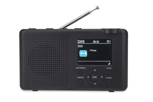 Tragbares DAB+ und UKW-Radio mit wieder aufladbarem Akku und Kopfhörer-Buchse, Anthrazit/ Grau