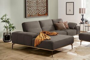 W.SCHILLIG Ecksofa run, mit Holzsockel, Füße in Bronze pulverbeschichtet, Breite 299 cm