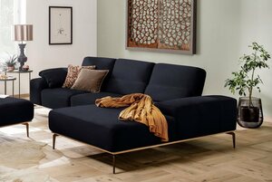 W.SCHILLIG Ecksofa run, mit Holzsockel, Füße in Bronze pulverbeschichtet, Breite 299 cm
