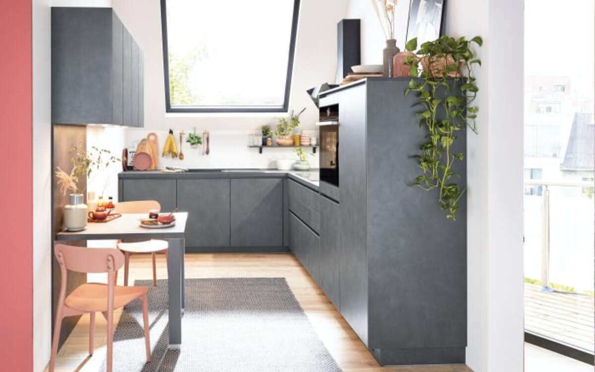 Bild 1 von Nobilia - Einbauküche Riva, Beton schiefergrau Nachbildung, inkl. Neff Elektrogeräte