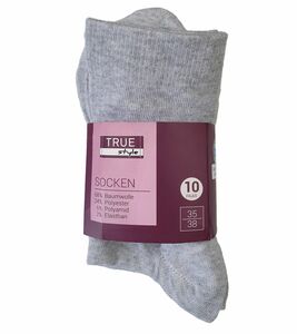 10er Pack TRUE style Strümpfe Baumwoll-Socken mit Komfortbund Grau/Hellgrau