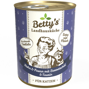 Betty's Landhausküche Huhn & Fasan mit Borretschöl 6 x 400g für Katze
