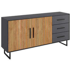 Carryhome SIDEBOARD Anthrazit, Schwarz, Eiche