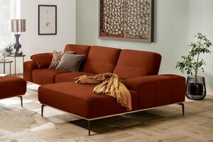 W.SCHILLIG Ecksofa run, mit Holzsockel, Füße in Bronze pulverbeschichtet, Breite 299 cm