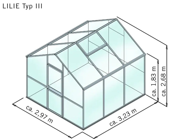 Bild 1 von KGT Gewächshaus Lilie III 3,23 x 2,97 x 2,68 m, anthrazit-grau