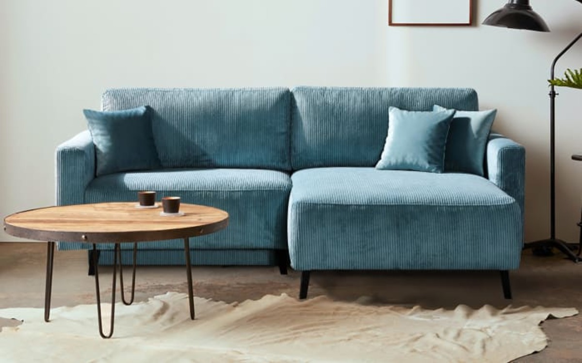 Bild 1 von Restyl - Querschläfer Hagen mit Ottomane, Cord, petrol, Liegefläche ca. 140 x 200 cm