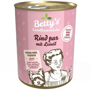 Betty's Landhausküche Rind pur mit Leinöl 6 x 400g für Hund