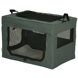 PawHut Hundetasche Hundebox mit Meshfenster, Katzentransportbox mit Kissen, Transportbox, Transporttasche für Hunde bis 4 kg, Oxford, Grau, 60 x 42 x 42 cm