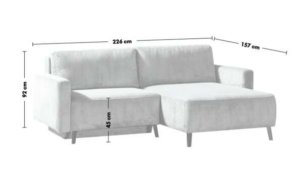 Bild 4 von Restyl - Querschläfer Hagen mit Ottomane, Cord in anthrazit, Liegefläche ca. 140 x 200 cm