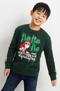 C&A Weihnachts-Sweatshirt-Weihnachtsmann, Grün, Größe: 176