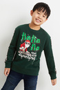 Bild 1 von C&A Weihnachts-Sweatshirt-Weihnachtsmann, Grün, Größe: 176